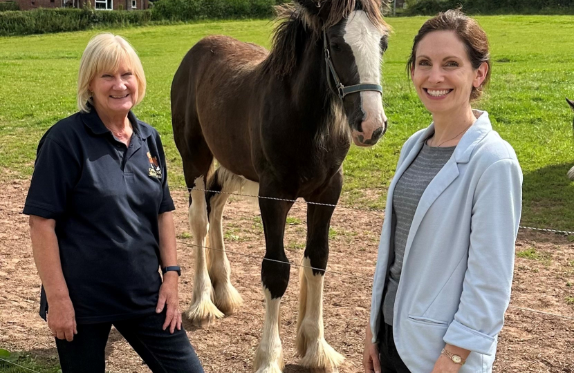 Aphra Brandreth MP and Janet King with Ghillie, a foal.