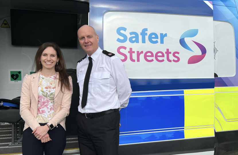 Aphra Brandreth with the Police Safety Bus