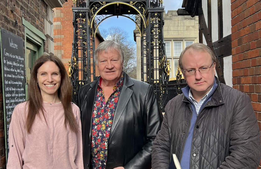 Aphra Brandreth with Dave Hampson and Cllr Simon Eardley