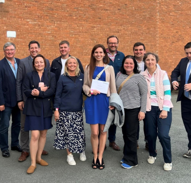 Aphra and her team following the 2024 General Election count for Chester South & Eddisbury