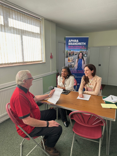 Aphra Brandreth MP and Cllr Razia Daniels at a surgery in Lache