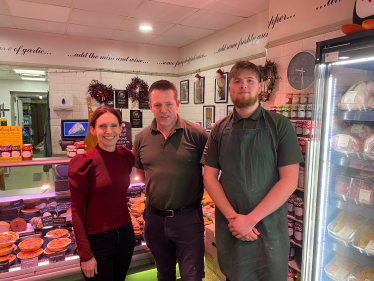 Aphra Brandreth MP at Bebbington Butchers, Westminster Park 