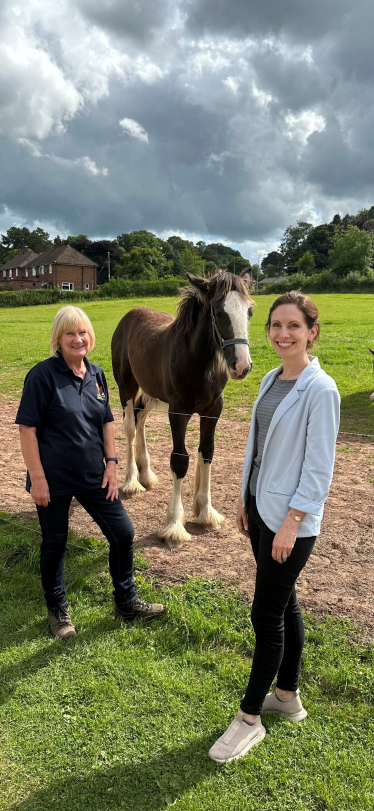 Aphra Brandreth MP and Janet King with Ghillie, a foal.