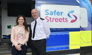 Aphra Brandreth with the Police Safety Bus